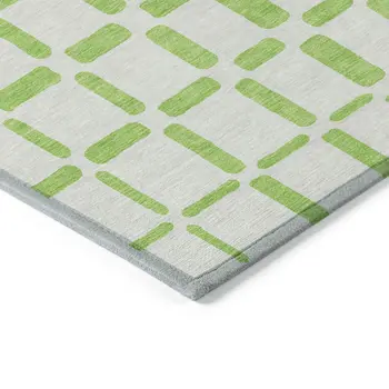 8' X 10' Lime Green And Ivory Geometric Washable Indoor Outdoor Area Rug