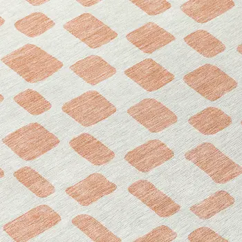 3' X 5' Peach And Beige Geometric Washable Indoor Outdoor Area Rug