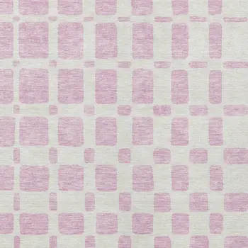 8' X 10' Pink And Ivory Geometric Washable Indoor Outdoor Area Rug