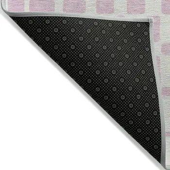 9' X 12' Pink And Ivory Geometric Washable Indoor Outdoor Area Rug