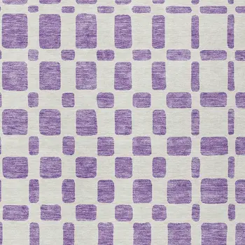 3' X 5' Purple And Ivory Geometric Washable Indoor Outdoor Area Rug