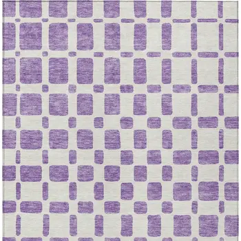 5' X 8' Purple And Ivory Geometric Washable Indoor Outdoor Area Rug