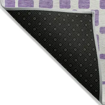 5' X 8' Purple And Ivory Geometric Washable Indoor Outdoor Area Rug