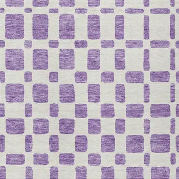 5' X 8' Purple And Ivory Geometric Washable Indoor Outdoor Area Rug