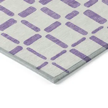 10' X 14' Purple And Ivory Geometric Washable Indoor Outdoor Area Rug