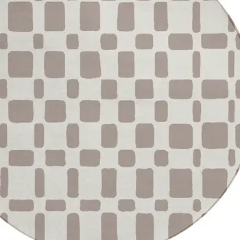 8' Taupe And Beige Round Geometric Washable Indoor Outdoor Area Rug