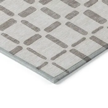 9' X 12' Taupe And Beige Geometric Washable Indoor Outdoor Area Rug