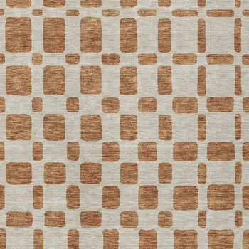 10' X 14' Terra Cotta And Beige Geometric Washable Indoor Outdoor Area Rug