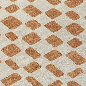 10' X 14' Terra Cotta And Beige Geometric Washable Indoor Outdoor Area Rug