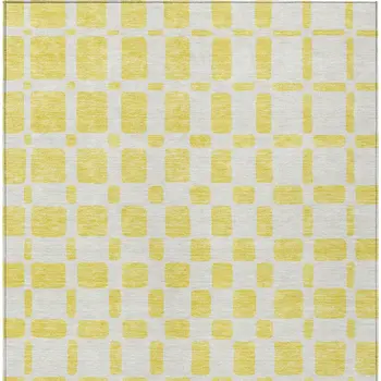 5' X 8' Yellow And Gray Geometric Washable Indoor Outdoor Area Rug