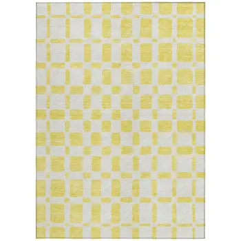 8' X 10' Yellow And Gray Geometric Washable Indoor Outdoor Area Rug