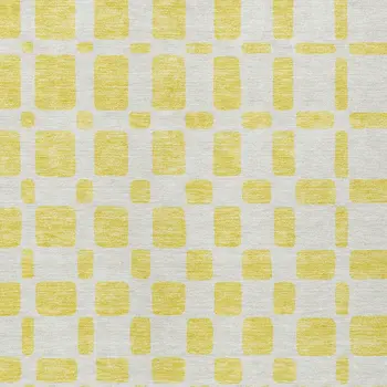 9' X 12' Yellow And Gray Geometric Washable Indoor Outdoor Area Rug