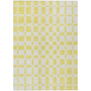 10' X 14' Yellow And Gray Geometric Washable Indoor Outdoor Area Rug