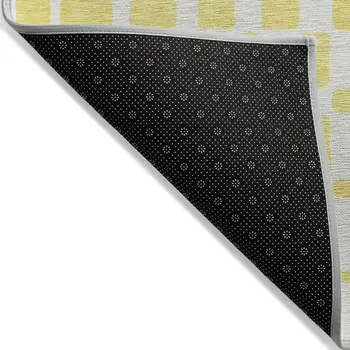 10' X 14' Yellow And Gray Geometric Washable Indoor Outdoor Area Rug