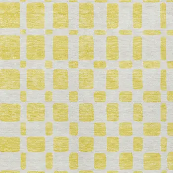 10' X 14' Yellow And Gray Geometric Washable Indoor Outdoor Area Rug