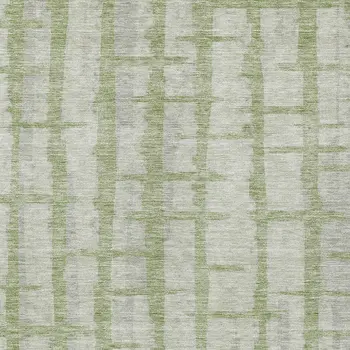 3' X 5' Artichoke Green And Gray Striped Washable Indoor Outdoor Area Rug