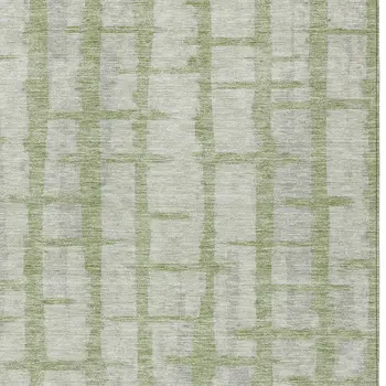 8' X 10' Artichoke Green And Gray Striped Washable Indoor Outdoor Area Rug