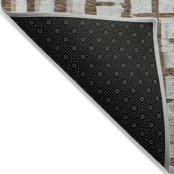 10' X 14' Chocolate And Beige Striped Washable Indoor Outdoor Area Rug