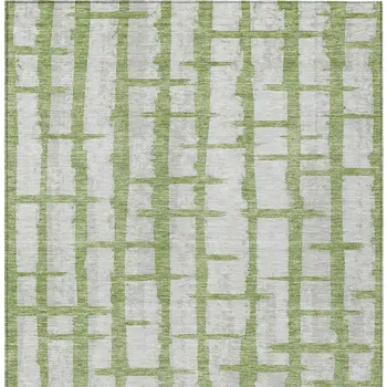 3' X 5' Green And Gray Striped Washable Indoor Outdoor Area Rug