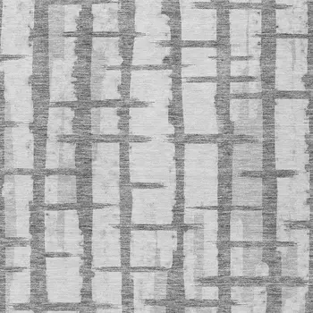 3' X 5' Gray And Ivory Striped Washable Indoor Outdoor Area Rug