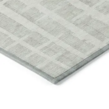 8' X 10' Ivory And Gray Striped Washable Indoor Outdoor Area Rug