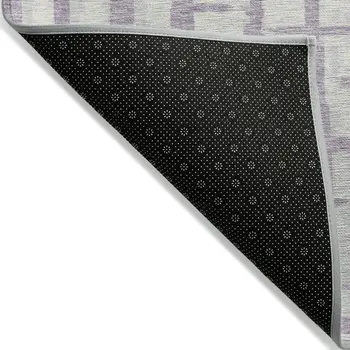 3' X 5' Lavender And Ivory Striped Washable Indoor Outdoor Area Rug