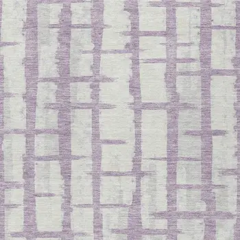 8' X 10' Lavender And Ivory Striped Washable Indoor Outdoor Area Rug