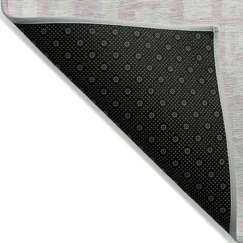 5' X 8' Pink Gray And Ivory Striped Washable Indoor Outdoor Area Rug