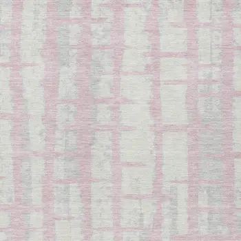 8' X 10' Pink Gray And Ivory Striped Washable Indoor Outdoor Area Rug
