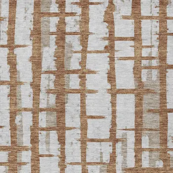 5' X 8' Brown Beige And Ivory Striped Washable Indoor Outdoor Area Rug