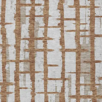 8' X 10' Brown Beige And Ivory Striped Washable Indoor Outdoor Area Rug