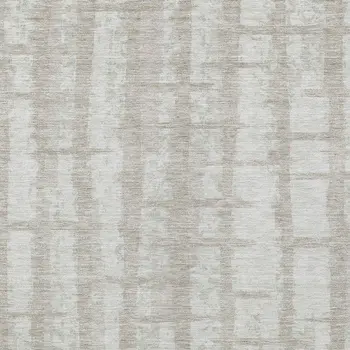 10' X 14' Taupe And Beige Striped Washable Indoor Outdoor Area Rug