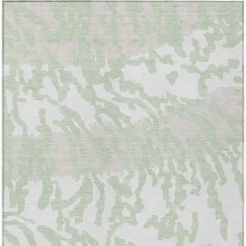 3' X 5' Artichoke Green Beige And Ivory Animal Print Washable Indoor Outdoor Area Rug