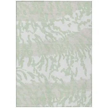 3' X 5' Artichoke Green Beige And Ivory Animal Print Washable Indoor Outdoor Area Rug