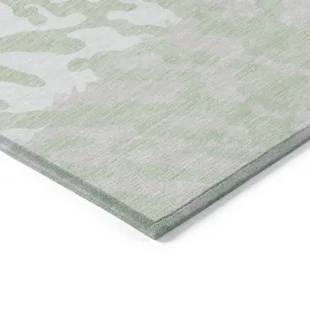 3' X 5' Artichoke Green Beige And Ivory Animal Print Washable Indoor Outdoor Area Rug