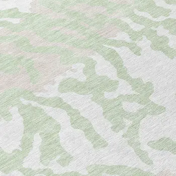 8' Artichoke Green Beige And Ivory Round Animal Print Washable Indoor Outdoor Area Rug