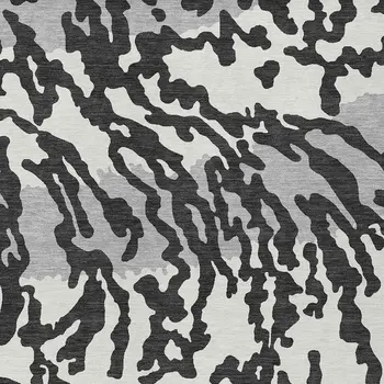 3' X 5' Black Gray And Ivory Animal Print Washable Indoor Outdoor Area Rug