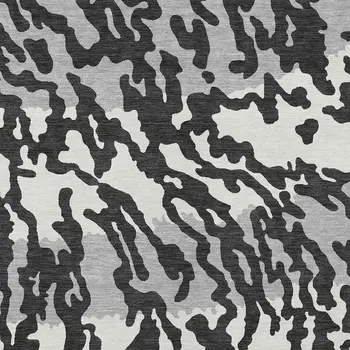 5' X 8' Black Gray And Ivory Animal Print Washable Indoor Outdoor Area Rug