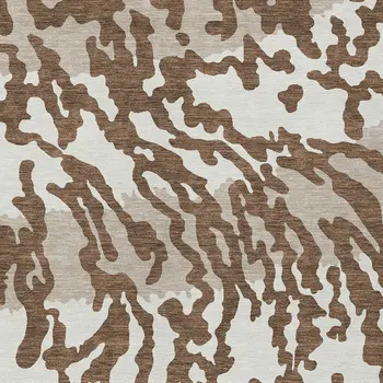 8' X 10' Chocolate Beige And Ivory Animal Print Washable Indoor Outdoor Area Rug