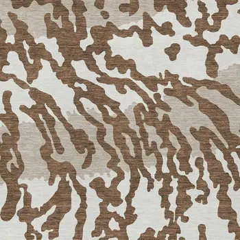 9' X 12' Chocolate Beige And Ivory Animal Print Washable Indoor Outdoor Area Rug