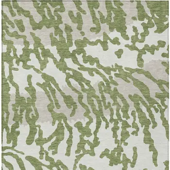 5' X 8' Green Gray And Ivory Animal Print Washable Indoor Outdoor Area Rug