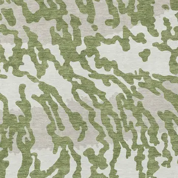 9' X 12' Green Gray And Ivory Animal Print Washable Indoor Outdoor Area Rug