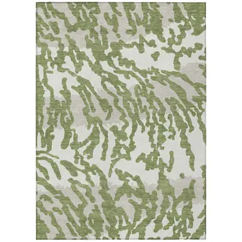10' X 14' Green Gray And Ivory Animal Print Washable Indoor Outdoor Area Rug