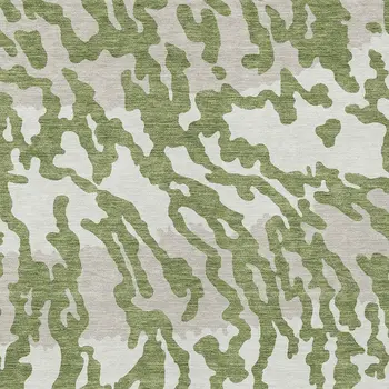 10' X 14' Green Gray And Ivory Animal Print Washable Indoor Outdoor Area Rug