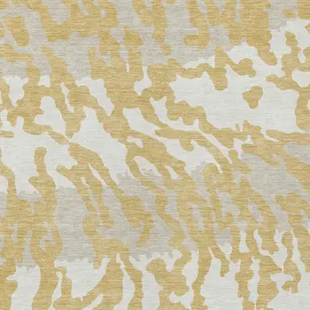 5' X 8' Gold Gray And Ivory Animal Print Washable Indoor Outdoor Area Rug
