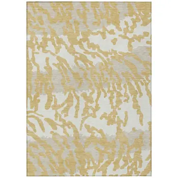 8' X 10' Gold Gray And Ivory Animal Print Washable Indoor Outdoor Area Rug