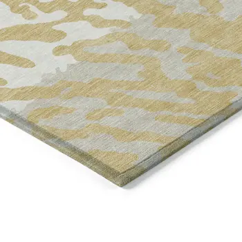 8' X 10' Gold Gray And Ivory Animal Print Washable Indoor Outdoor Area Rug