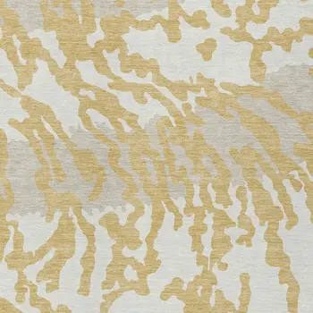 9' X 12' Gold Gray And Ivory Animal Print Washable Indoor Outdoor Area Rug