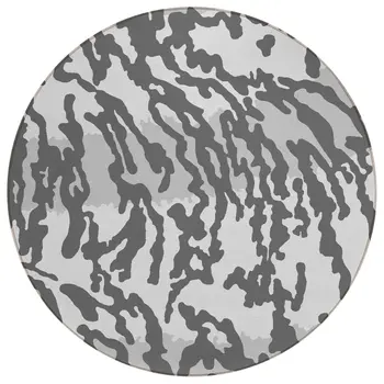 8' Gray And Ivory Round Animal Print Washable Indoor Outdoor Area Rug