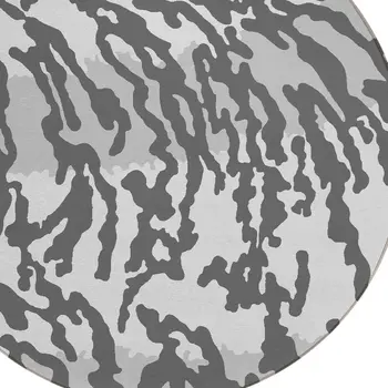 8' Gray And Ivory Round Animal Print Washable Indoor Outdoor Area Rug